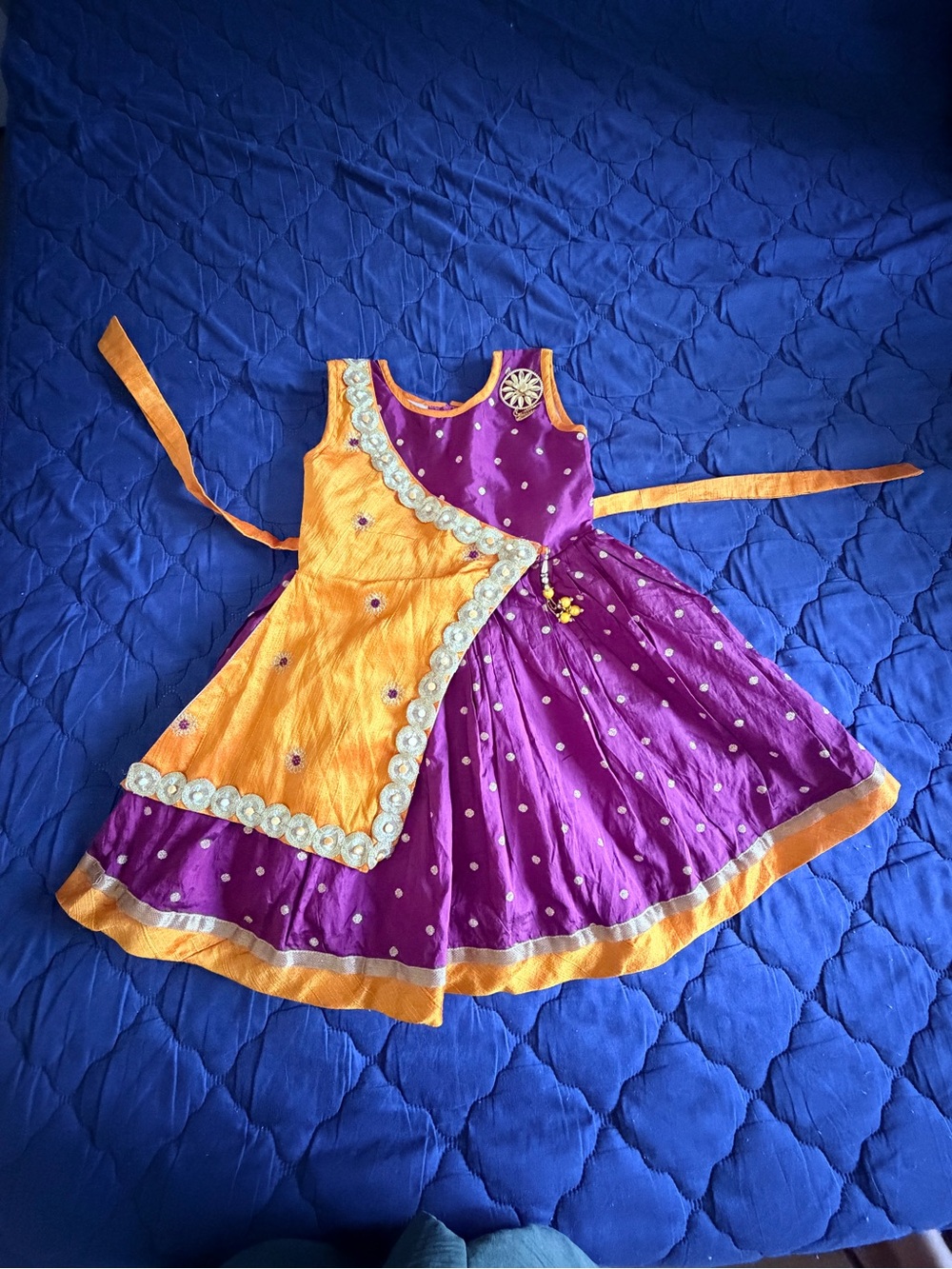 Girls Purple and Orange Festive Party Costume Dress